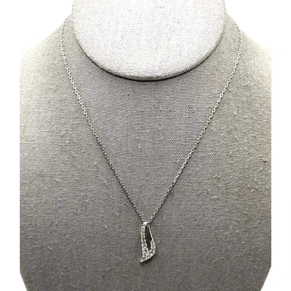 Swarovski Crystal Abstract Pendant Necklace Silver Rhodium Plated 15